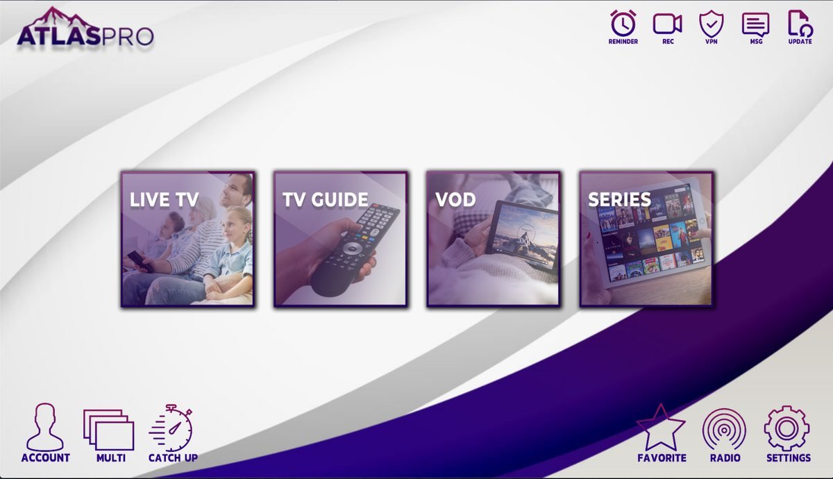 Interface de l'application Atlas Pro ONTV